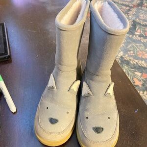 Gray Kids Boots with Animal Design